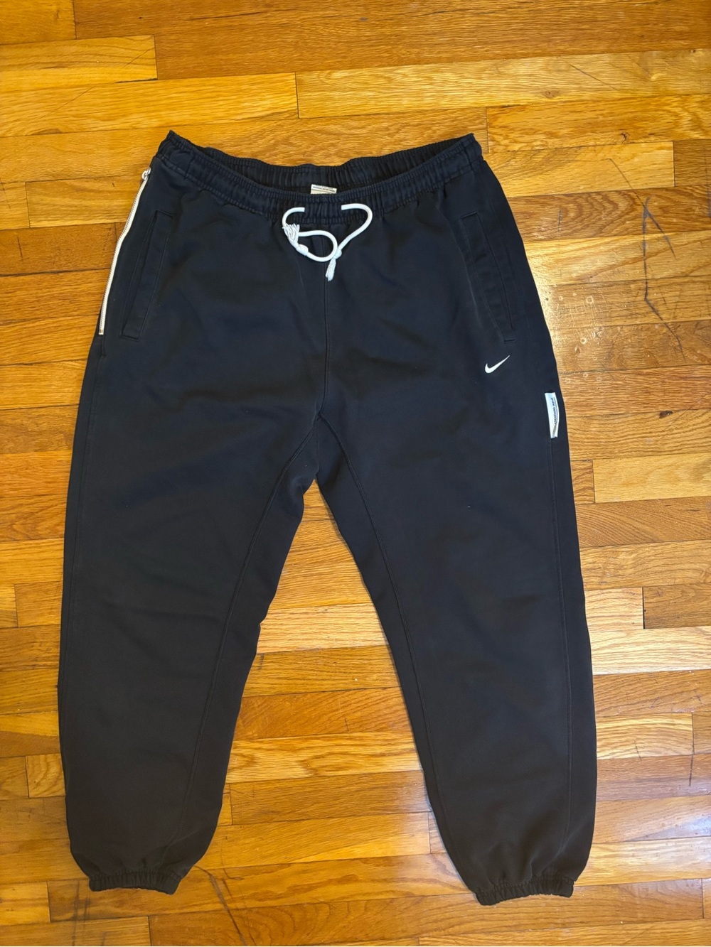 Nike Dri-Fit Black Sweatpants with White Drawstring